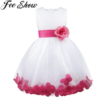 

FEESHOW Kids Toddler Girls Flower Petals Tulle Formal Wedding Pageant Dress Teenage Girls Clothing SZ 2-14 Years