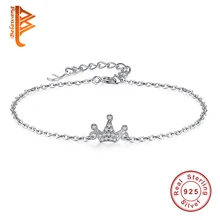BELAWANG, высокое качество, 925 пробы, серебряный браслет, Хрустальная корона, очаровательные браслеты для женщин, девушек, ювелирные изделия для свадебной вечеринки