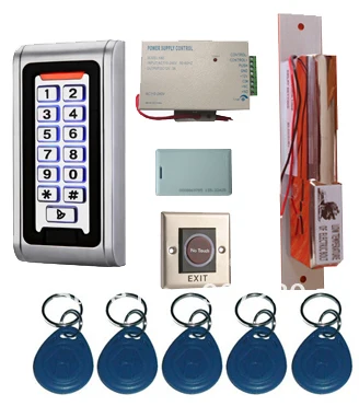 

Proximity Card Waterproof Standalone Access Control Kits/5pcs keyfobs+5pcs cards, Waterproof Metal Keypad,Electric Dropbolt Lock