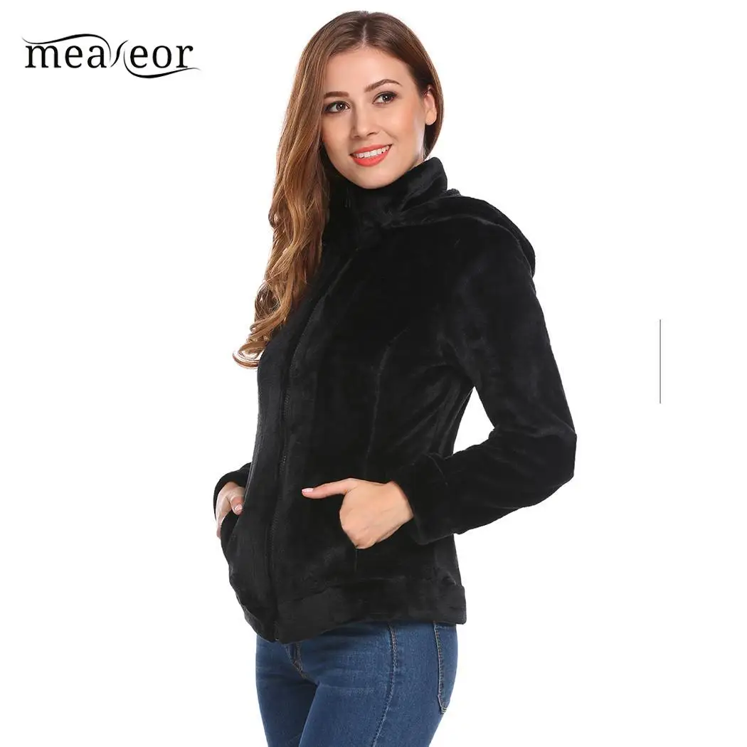 Meaneor повседневные женские толстовки с капюшоном с длинным рукавом на молнии флисовая куртка с капюшоном модные осенние толстовки пальто женское пальто