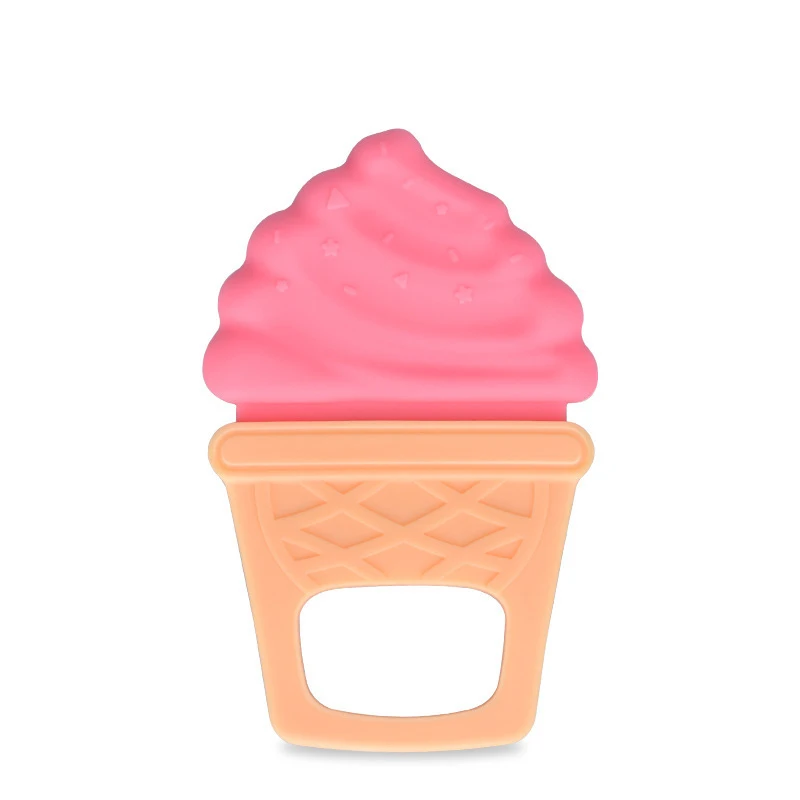 wonderful  Cute Baby Safe BPA Free Silicone Pacify Comfort Bite Teether Infants Teething Toys Ice Cream Shape 