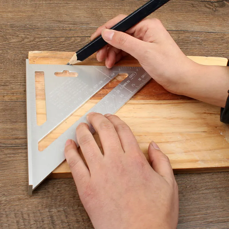

7 Inch Aluminum Triangle Ruler Square Speed Carpenter Framing Layout Home DIY Carbide Measuring Tool