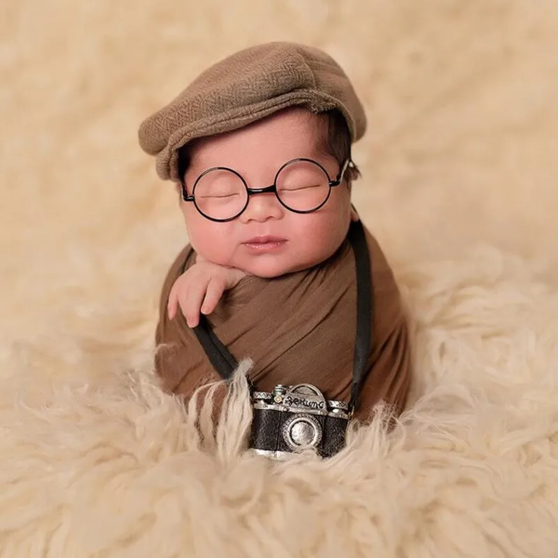 Ylsteed Newborn Photography Props Little Gentlemen Shooting Costume Hat Glasses DIY Baby Photo Props Infant Studio Accessories