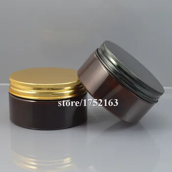 

200g Brown PET Wide Mouth Jar, with black/gold aluminum Lid ,Cosmetic packing Travel bottle / ointment / jewelry box Refillable