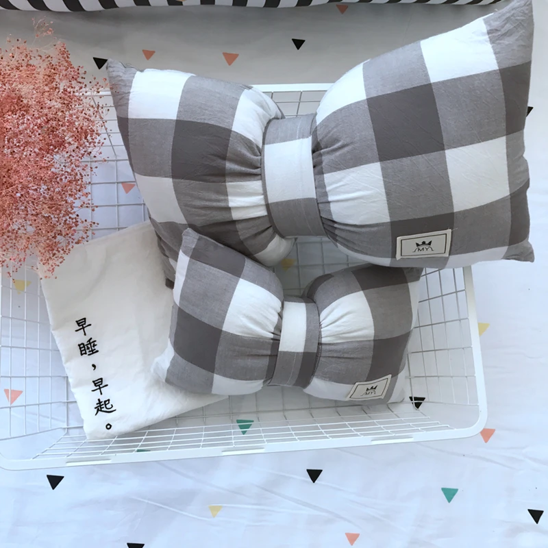 Мягкая Хлопковая полосатая подушка в клетку для стула галстук-бабочка домашняя подушка подарок на день рождения для девушки день рождения Детские декоративные подушки 1 шт#/ - Цвет: -MY-ZT-07