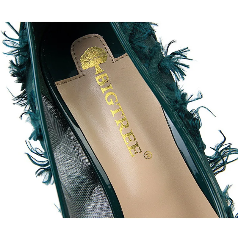 Bigtree Shoes Sexy Hollow Women Pumps Fashion Furry High Heels Women Shoes Wedding Shoes Women Party Shoes Black Stiletto