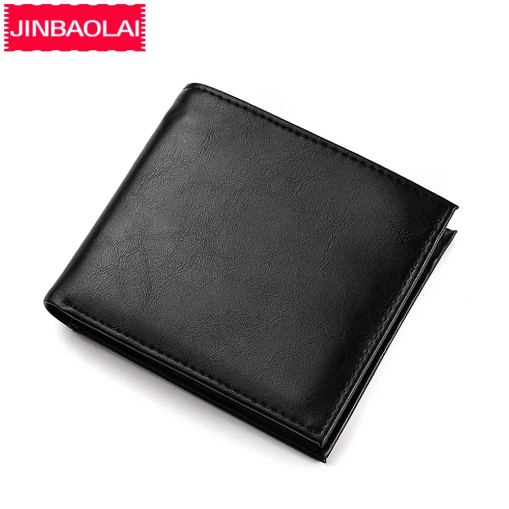 

2019 JINBAOLAI Men Wallets Genuine Cow Leather High Quality Short Design Card Holder Vintage Brand Male Purse