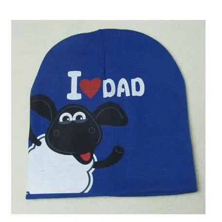 Весенне-осенняя вязаная теплая шапочка, хлопковая шапка для маленьких девочек, детская шапка с принтом «I LOVE PAPA MAMA» для маленьких мальчиков - Цвет: 1pcs