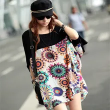 2016 new hot summer style maternity clothes print loose code splicing cotton batwing sleeved blouse maternity