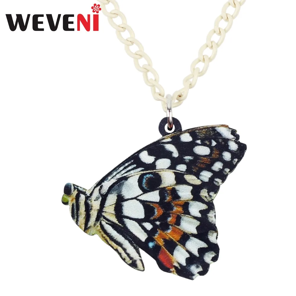 Акриловое ожерелье WEVENI в виде бабочки Papilio демонлеуса подвеска чокер цепочка