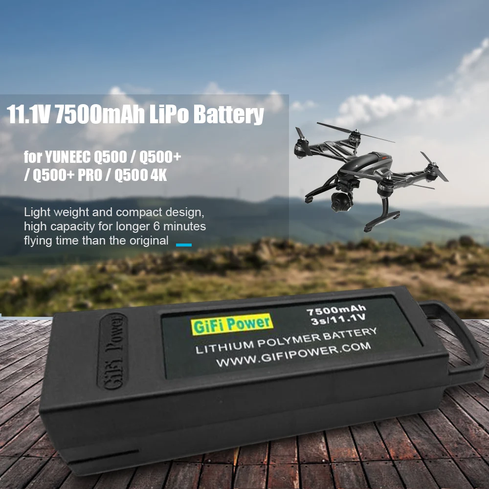 

RC Drone 11.1V 7500mAh 3S Lightweight Compact Lithium Polymer Battery Replacement for YUNEEC Q500 Pro 4K