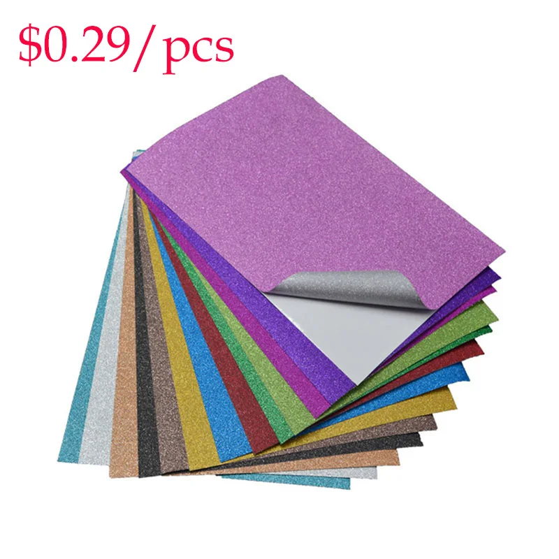 

Diy decoration glitter Adhesive film Glitter sheets scrapbooking stickers 10pcs/bag craft sticks film party stickers book cover