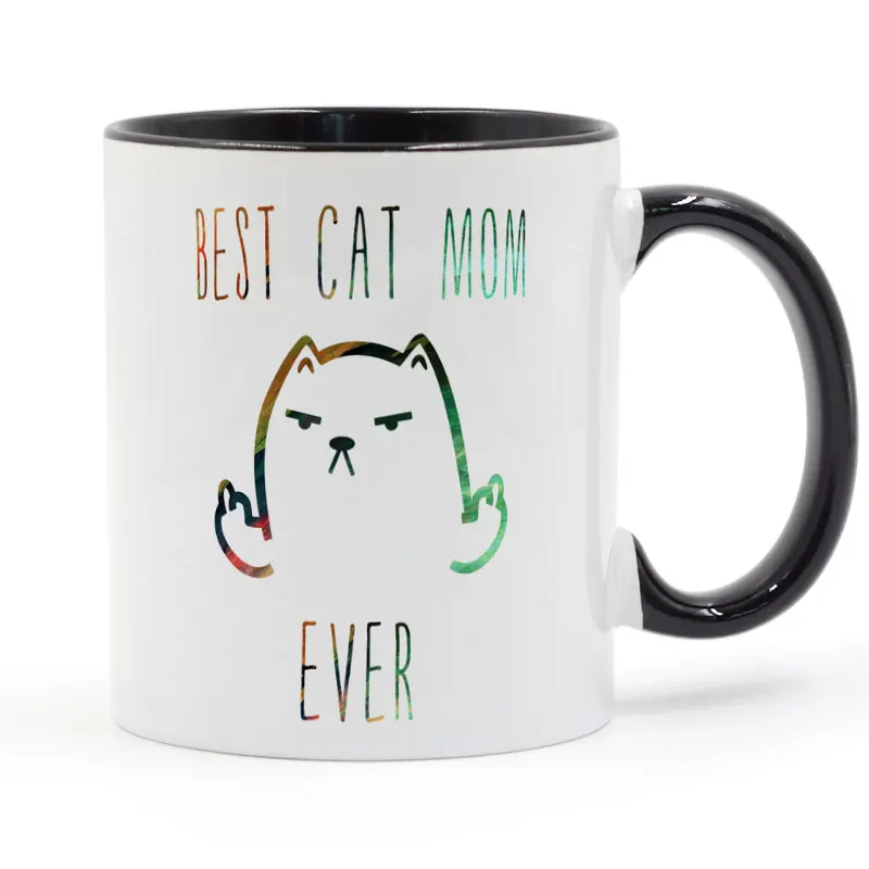

Funny Cat Best Cat Mom Ever Coffee Mug Ceramic Cup 11oz