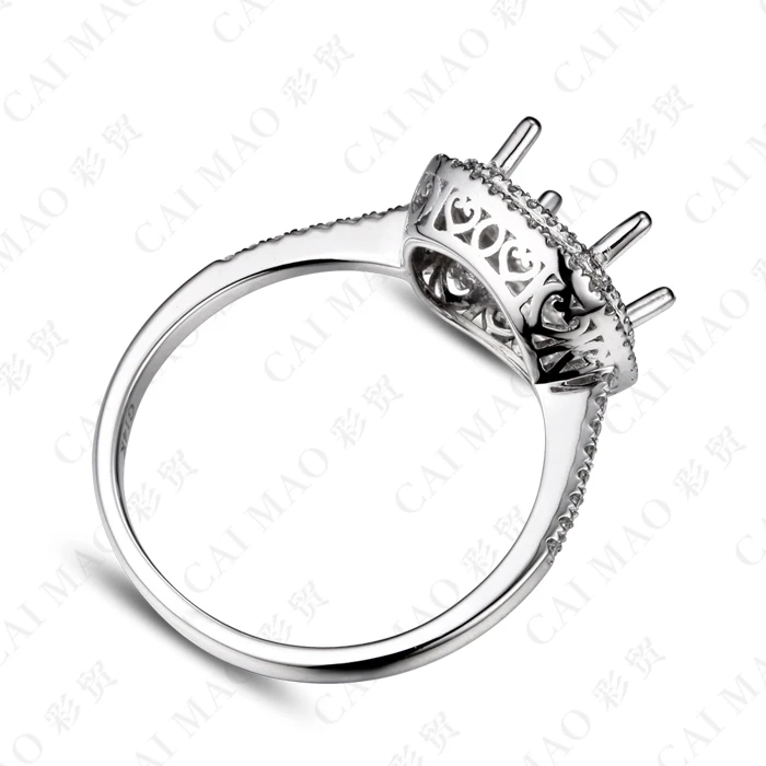 CaiMao кольцо на подушку с полукреплением и 0.3ct бриллиант 14k белое золото драгоценный камень Обручальное кольцо хорошее ювелирное изделие