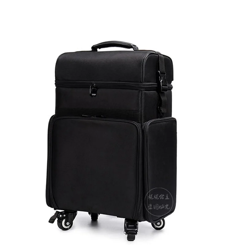 

Cosmetic luggage Trolley embroidery toolbox Oxford cloth Korea beauty nail jewelry make up suitcase