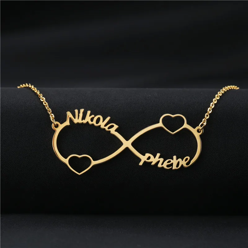 

Custom Infinity Name Necklace Personalized Silver Gold Rose Infinity Pendant Necklace Women Men Bridesmaid Gift Couple Jewelry