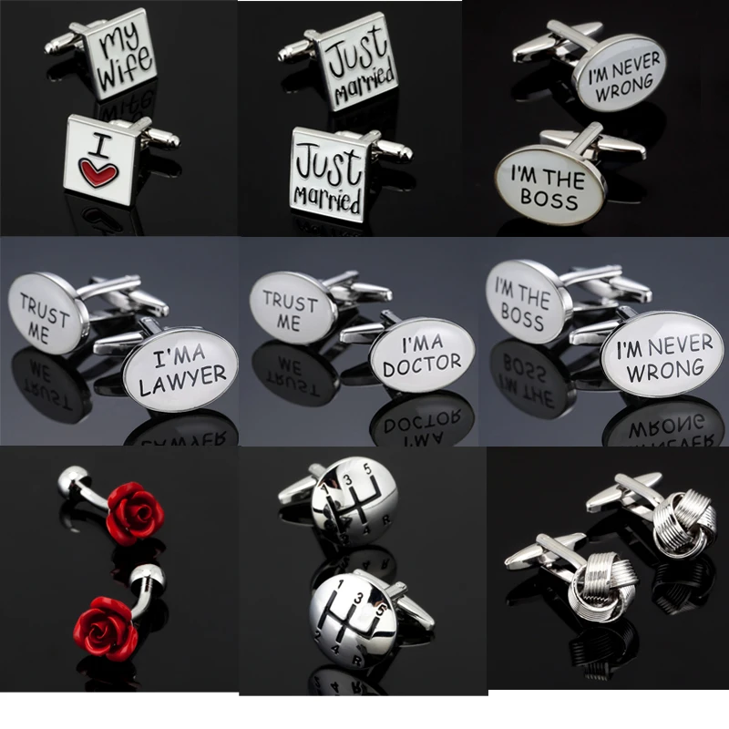 

Free delivery, 18 new high-end men's shirt Cufflinks boss / letter / lawyer / doctor Cufflinks French shirt brand Cufflinks