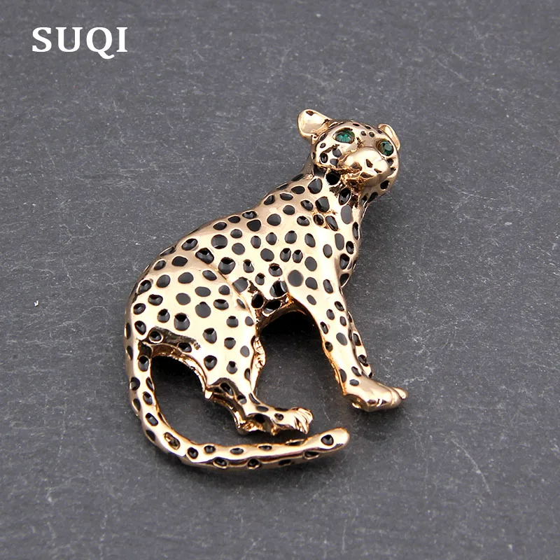 

SUQI New European and American Hot animal gold Rhinestone leopard Brooches fashion brooch pin for women's 2019 accessorices