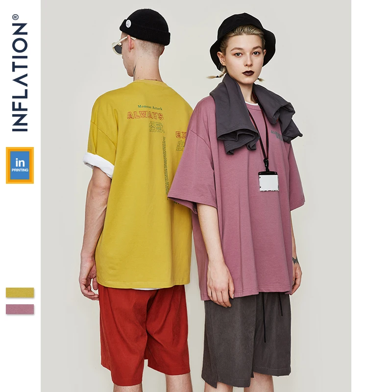 

INFLATION 2019 SS Collections Harajuku T-Shirt Men Summer Hip Hop Letter T Shirts Fashion Skateboards Sweethearts Tee 9184S