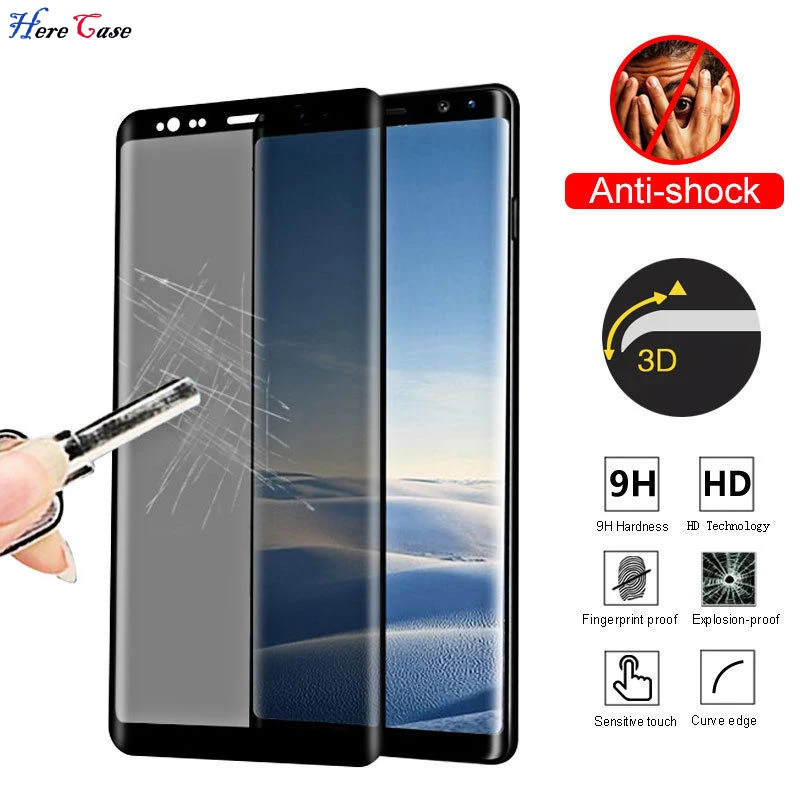 3D Curved Edge Privacy Tempered Glass For Samsung Galaxy Note 8 S8 / S8