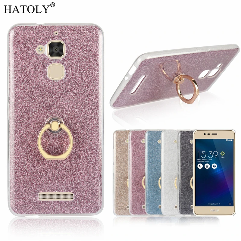 

Bling Ring Holder Case for Asus Zenfone 3 Max ZC520TL Clear Glitter Cases Soft Silicone Cute Back Cover for Asus ZC520TL X008D