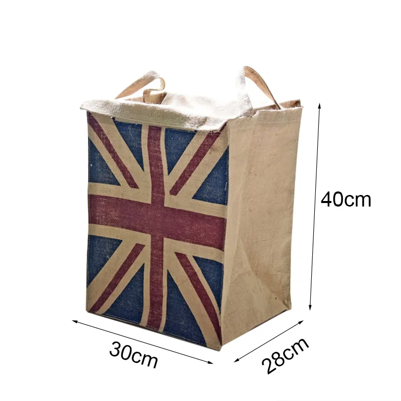 العلم الوطني فريد طوي حقيبة التخزين مع غطاء غبار القطن الكتان غسل الملابس سلة كبيرة للغسيل منظم منزلي