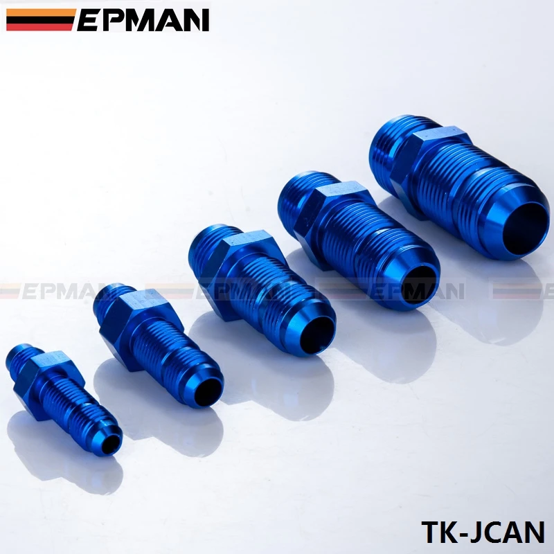 10AN AN-10 7/8 MALE THREAD STR AIGHT BULKHEAD FLARE BLUE ALUMINUM FINISH FITTING TK-JCAN10