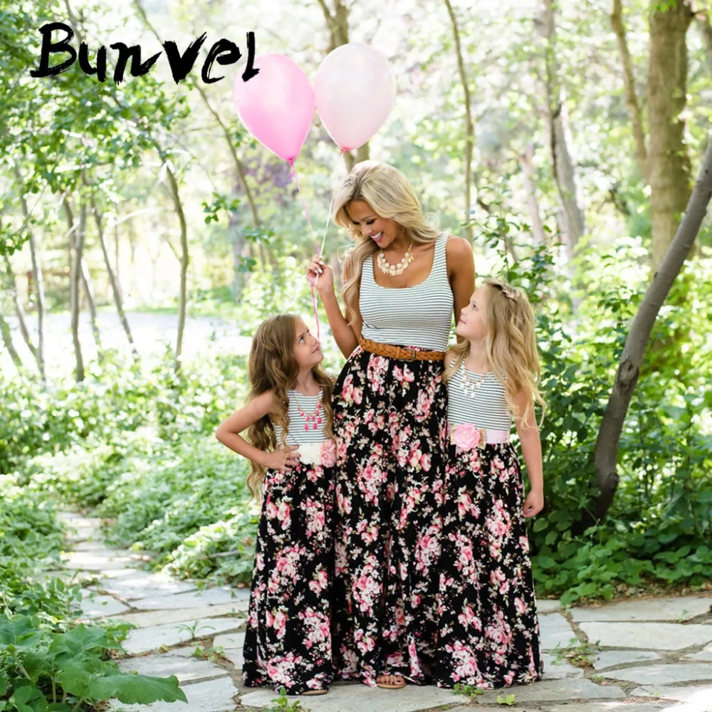 

Summer matching parent-child skirt mother and daughter dress retro mae e filha rose stripe skirt mother and daughter dress