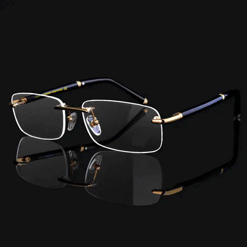 Baratos Montura de gafas sin montura de lujo de alta calidad para hombre gafas de Marco óptico