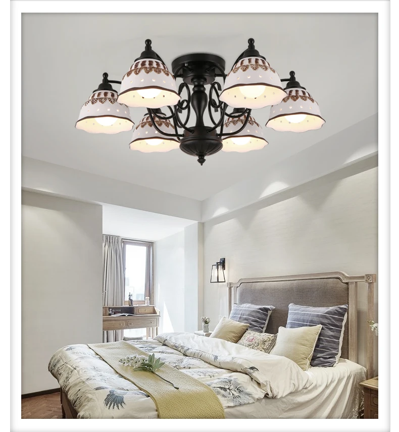 

American country iron 3/6/8 Ceiling Lights living room lighting lamp bedroom staircase aisle library Ceiling lamps ZA928642