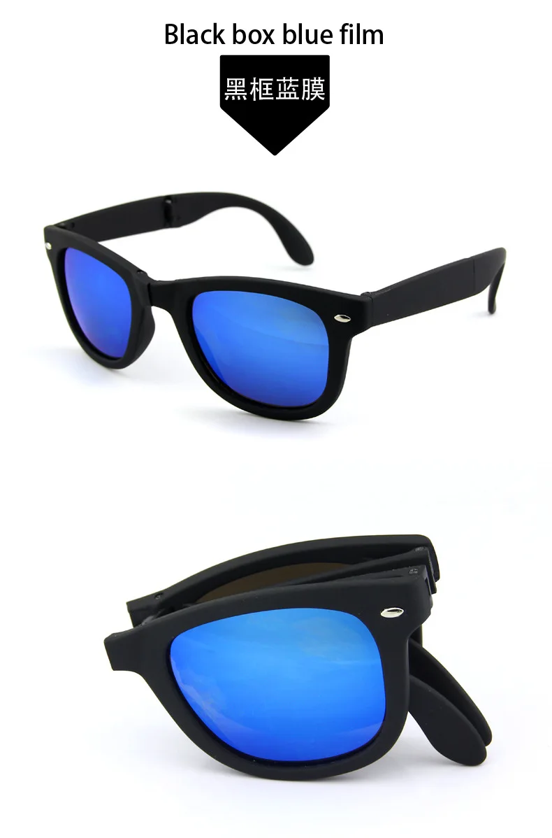 1 шт. Винтаж Для женщин punk негабаритных складные очки Роскошные Брендовая Дизайнерская обувь Для мужчин солнцезащитные очки большое зеркало объектив с CaseLXL - Цвет линз: Black Blue
