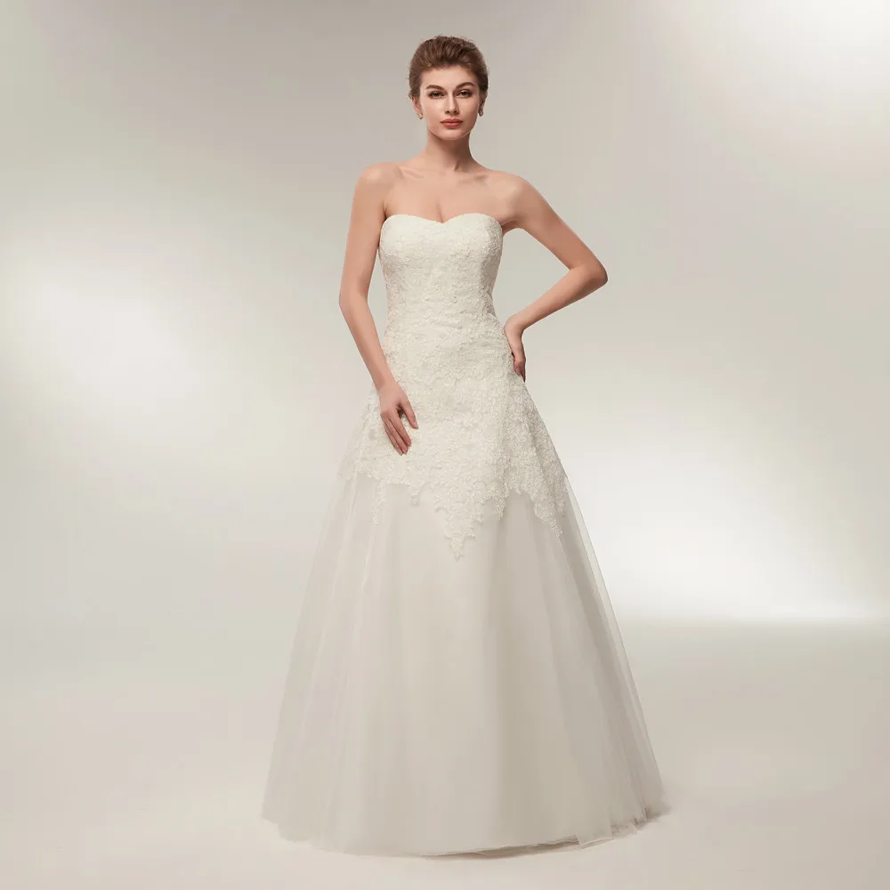 

Vintage Church Lace Wedding Dresses 2018 Sweetheart Zipper Back Floor Length Elegant Bridal Gowns