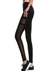 Сетчатые леггинсы черный Новая мода школьные упражнения женские леггинсы женские спортивные эластичные штаны капри для женщин Фитнес