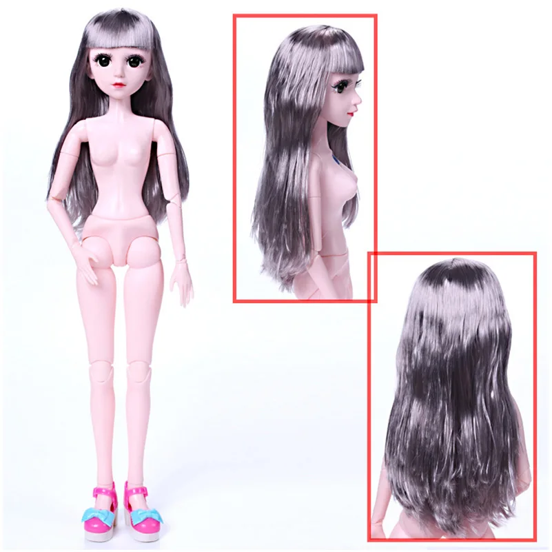 60 см BJD кукла 3D глаза 18 подвижный шарнирный парик Обнаженная девушка куклы тело с обувью Аксессуары куклы игрушки для девочек - Цвет: 2