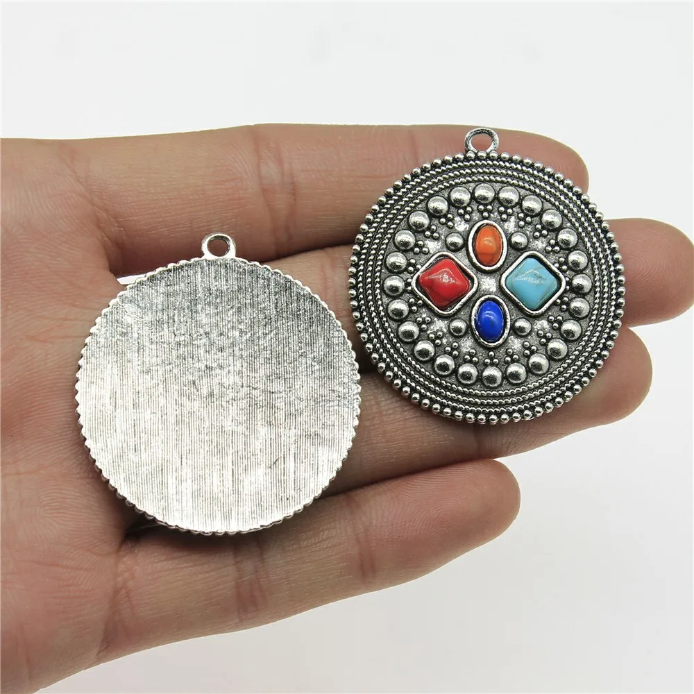 

WYSIWYG Water Droplets Charms Pendant DIY Jewelry Findings Natural Stone Antique Silver Tone 39x42mm 2pcs/lot