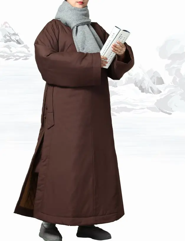 Зимняя теплая хлопковая одежда в стиле унисекс, костюм монахов дзен, костюм буддистского шаолина, халат кунг-фу, костюмы для медитации, серый/коричневый/желтый