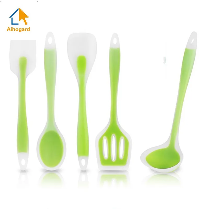

5pcs/lot Kitchen Tools Cooking Utensil Set Heat Resistant Cooking Tools including Spoon Soup Ladle Color Green F