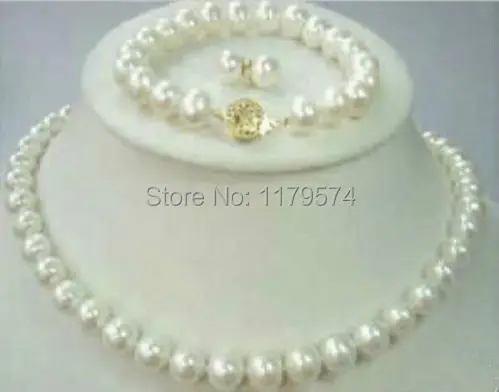 

Wholesale Jewelry Charming! Hot New Fashion 10mm Akoya Pearl Shell Necklace Bracelet & Earring Set Hand Made Jewelry Sets W0479