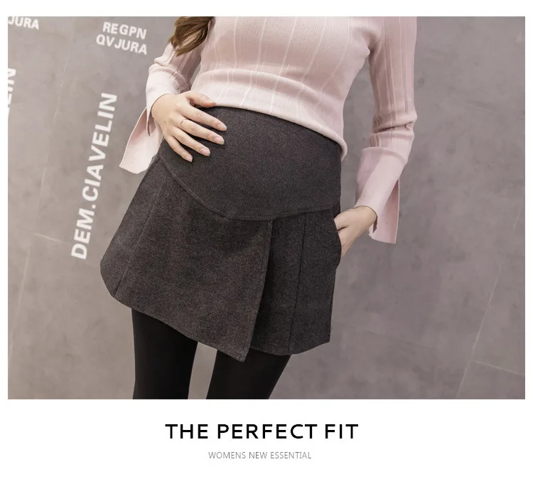 Поддельные Двух Частей короткая юбка одежда для беременных хлопок толстые брюки для беременных сплошной цвет Универсальная Одежда для беременных