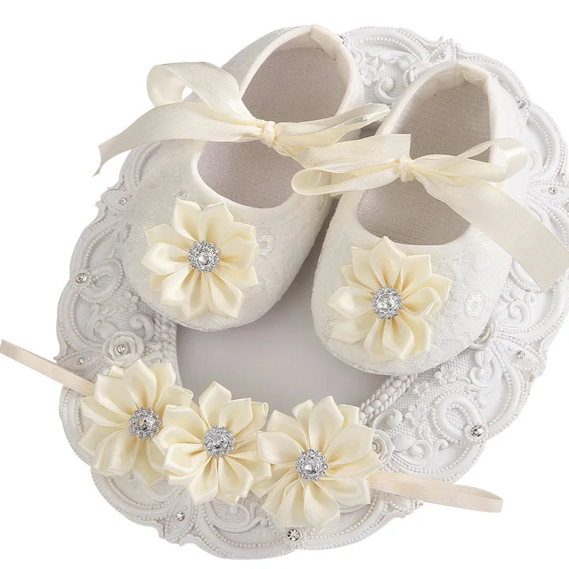 Новорожденного обувь девочек Бабочка-узел для отдыха детские первые ходоки девушка обувь для малышей Schoenen оголовье, набор - Цвет: 2J2012