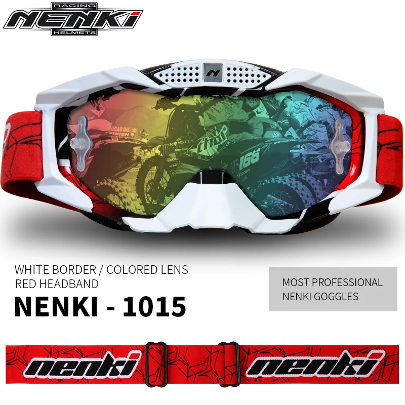 Очки NENKI для мотогонок, Сменные линзы для мотокросса, внедорожного ATV, Dirt Bike MX, очки DH для мужчин и женщин, лыжные очки для сноуборда - Цвет: Red Colorful Lens