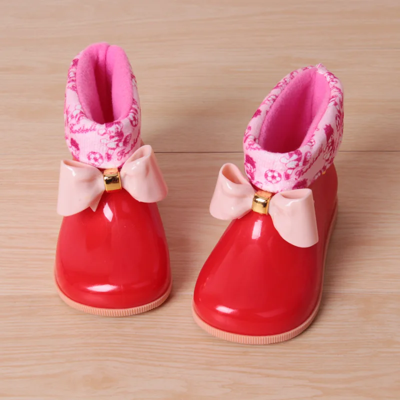 

Waterproof Child Rubber Boots Jelly Soft Infant Shoe Girl Boots Baby Kids Rain Boots With Bow Girls Children Rain Shoeswarm