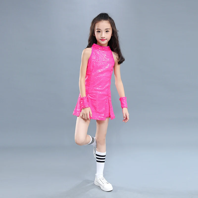 Детский танцевальный костюм в стиле хип-хоп; джазовые костюмы для девочек; одежда для уличных танцев; наряд Черлидинга с блестками; жилет; шорты; сценическое платье; DN1884