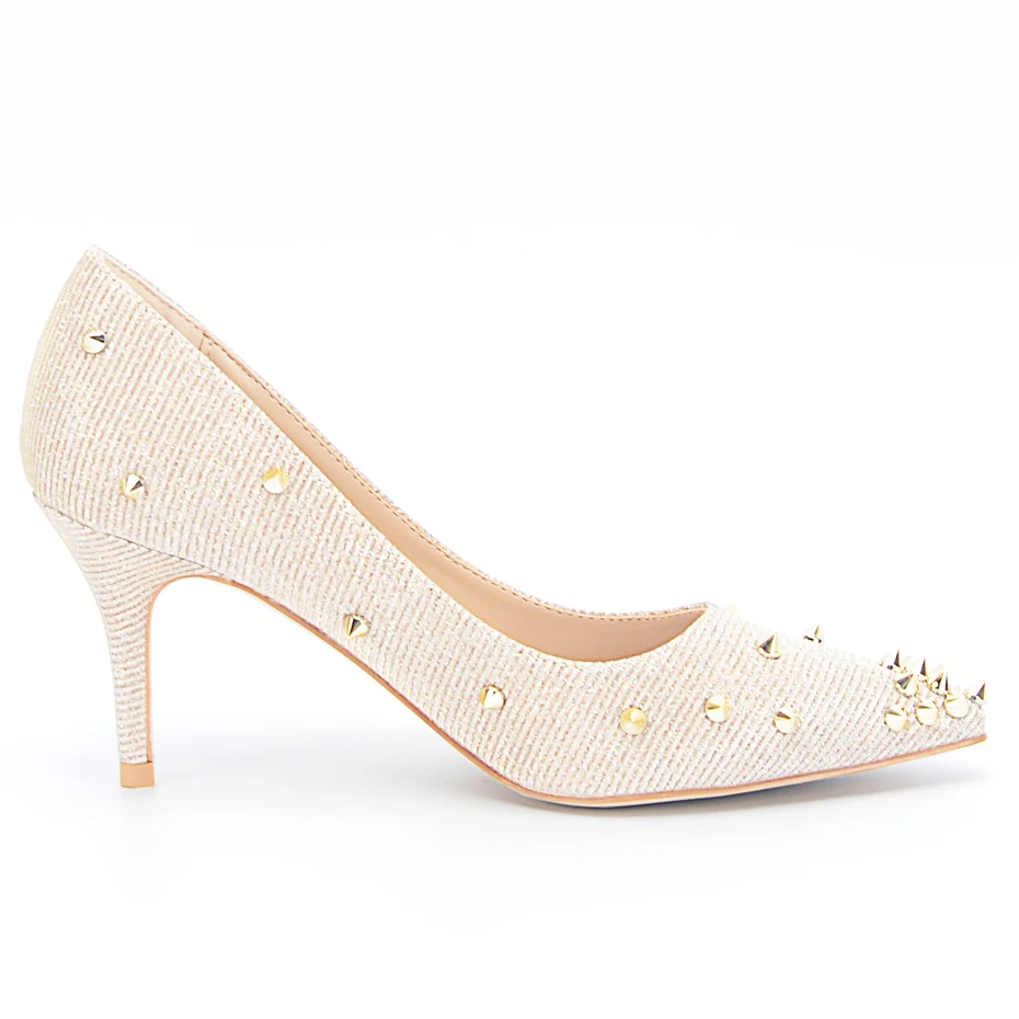 Stylesowner наивысшего качества золотые свадебные туфли с заостренными заклепками без шнуровки модные весенние туфли женские туфли-лодочки на высоком каблуке