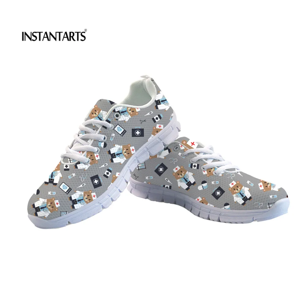 

INSTANTARTS Women's Running Shoes Sneakers Cute Cartoon Nurse Pattern Men Casual Sports Breath Shoes Ladies Lace-up Outdoor 2018