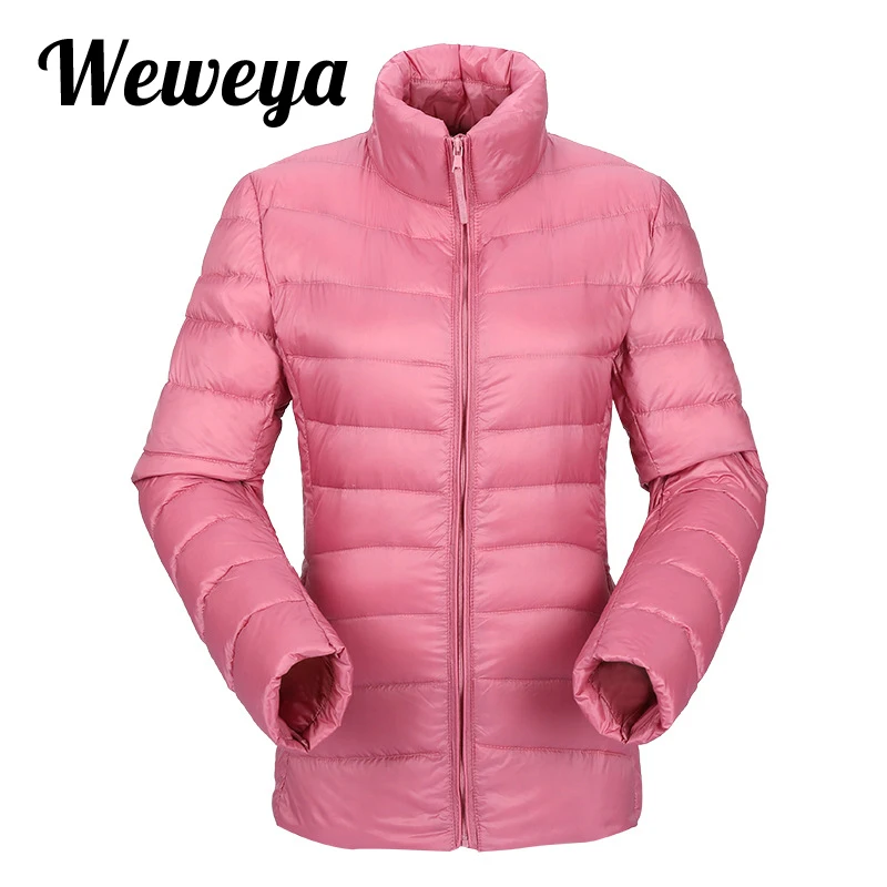 Buy Weweya Zip Pink Down Women Winter Coat Short Ultra Thin Down Jacket Female