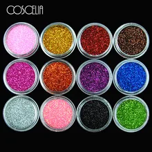 12 Цветов Металлический Блеск Блеск Для Ногтей Акриловая ПудраПигменты Для Ногтей Зеркальный Пигмент Блеск Втирка Для Ногтей Зеркальная Пудра Порошок Для Ногтей Блестки Для Ногтей