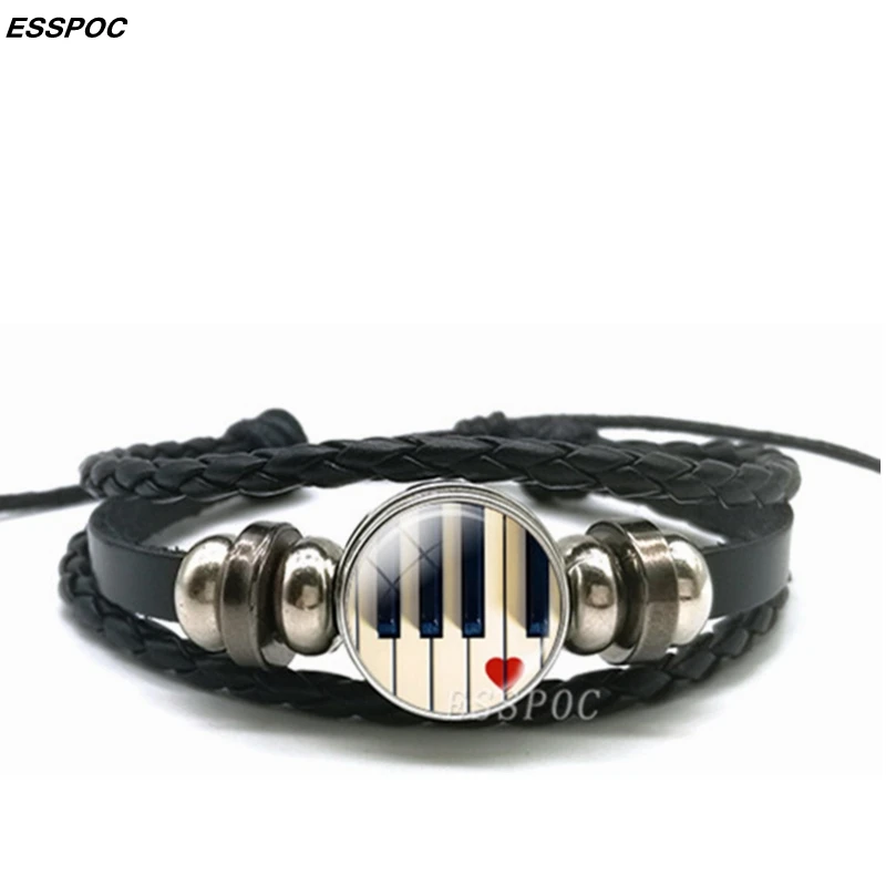 

Piano Keyboard Buckle Bracelet Multi-layer Leather Bracelet Bangle Men Women Fashion Handmade Jewelry Music Teacher Lover's Gift