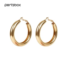 Peri'sBox, золотые, серебряные, цветные, толстые круглые серьги-кольца для женщин, простые металлические круглые серьги, минималистичное ювелирное изделие