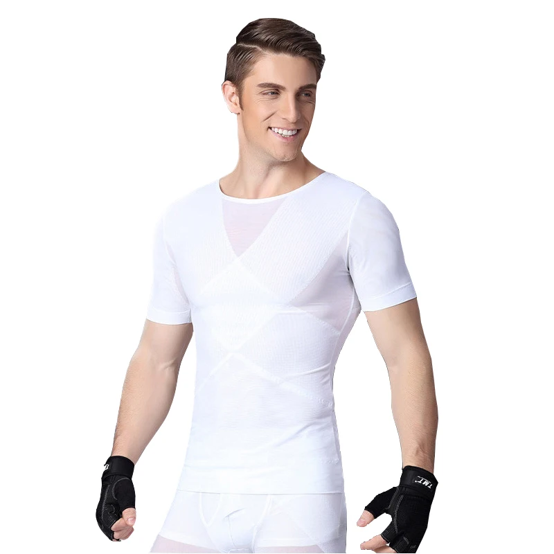 Mens Slimming Tummy Belt Belly Tshirt Waist Trainer Corsets Posture ...